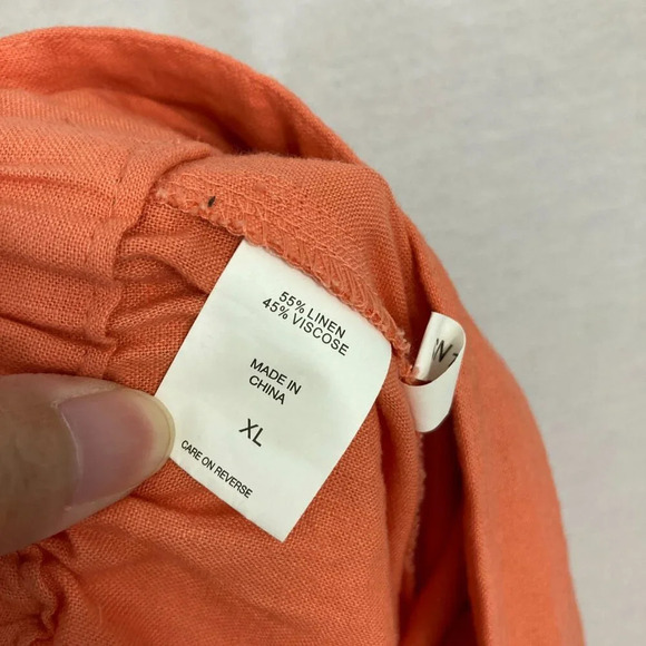 New New York & Company Orange Linen Blend Cargo Tie Front Pull-on Pants XL - Picture 3 of 11